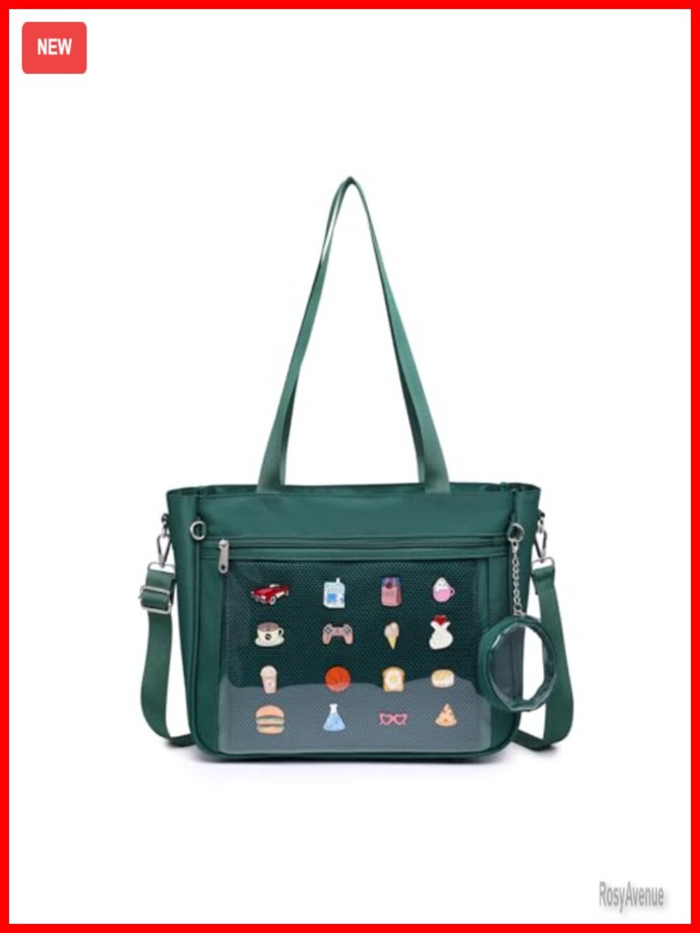 Canvas Ita Tote Bag Pin Display Crossbody Kawaii Purse Satchel with Insert